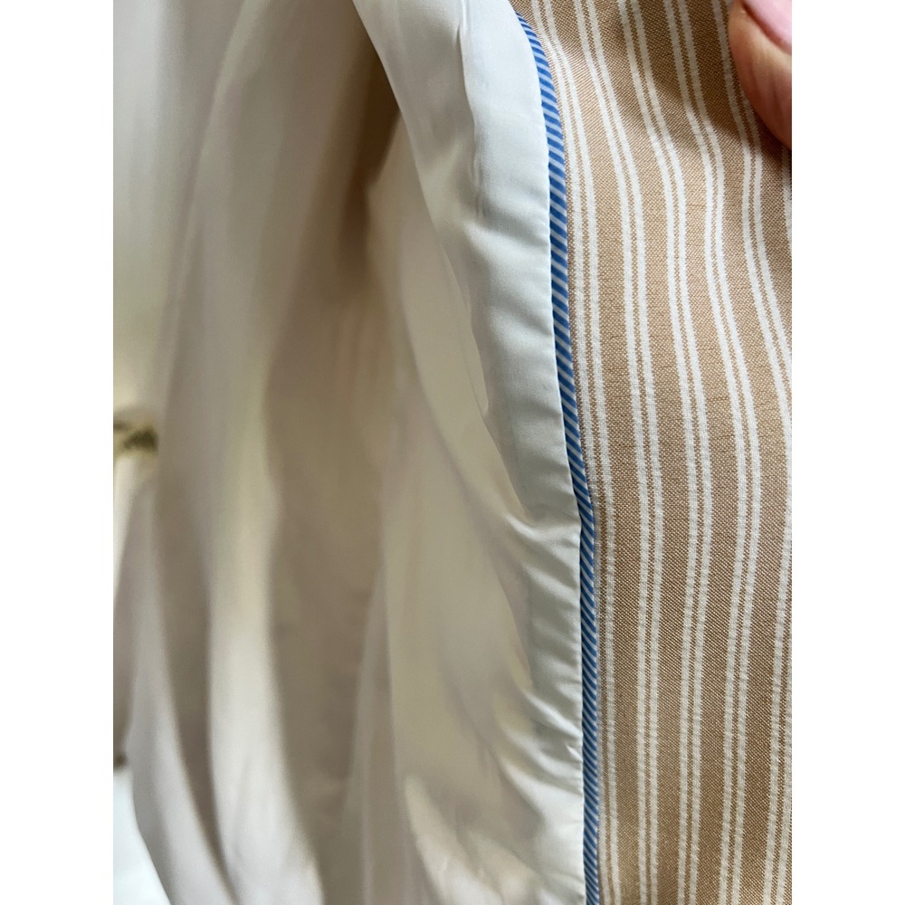Tommy Hilfiger Womens Tan White Striped Blazer Elbow Patches Size 8 - Picture 9 of 9